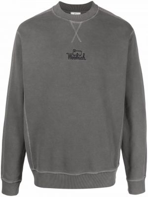 Bomull brodert sweatshirt Woolrich grå