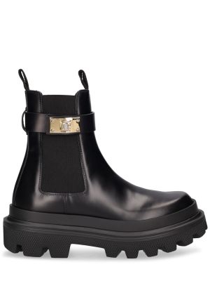 Ankle boots skórzane Dolce And Gabbana czarne