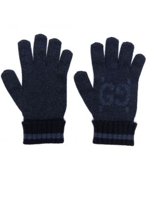Niebieskie rękawiczki z kaszmiru Gucci