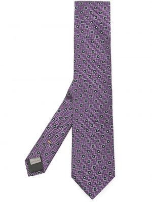 Жакардова копринена вратовръзка Canali виолетово