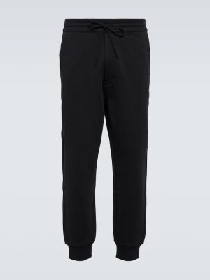 Pantaloni sport din bumbac din jerseu Y-3 negru