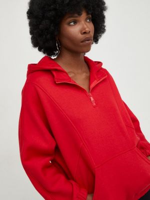 Mikina s kapucí Answear Lab červená