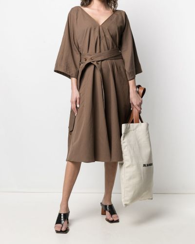 Vestido con escote v Lemaire marrón