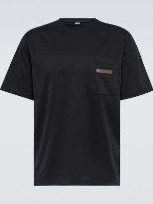 Jersey leder t-shirt aus baumwoll Berluti schwarz