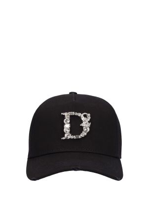 Памучна шапка с козирки с кристали Dsquared2 черно