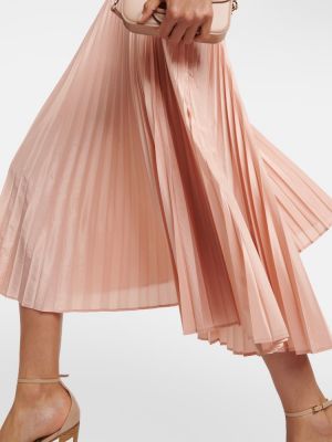 Plisirana svilena midi suknja Max Mara ružičasta