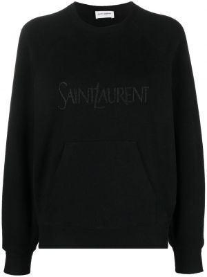 Sweatshirt mit stickerei mit rundem ausschnitt Saint Laurent schwarz