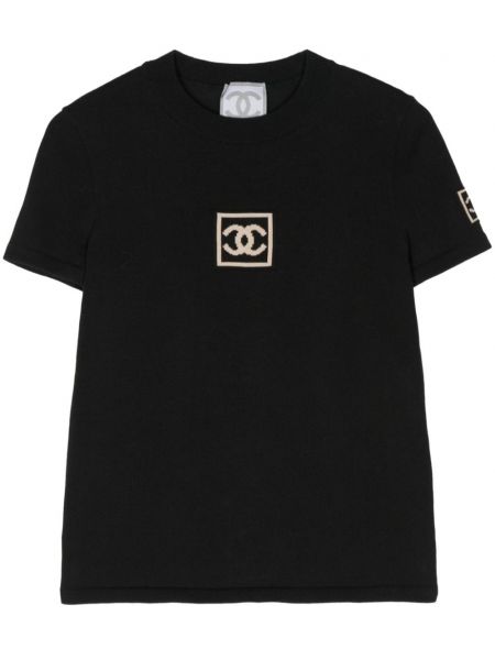 Bavlnené tričko Chanel Pre-owned čierna