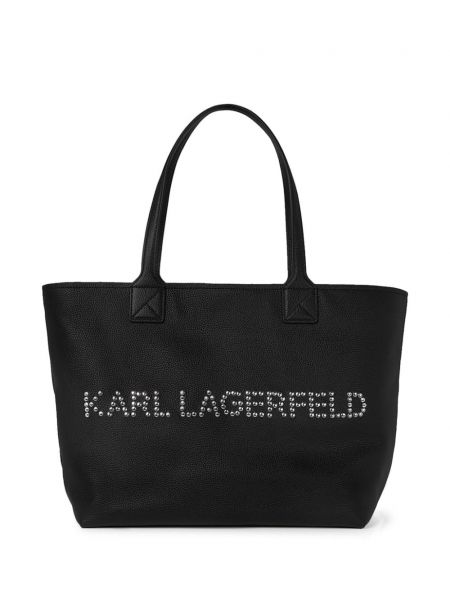Leder shopper handtasche Karl Lagerfeld schwarz