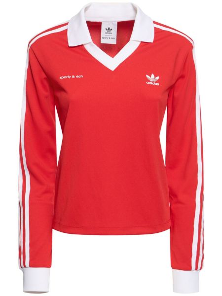 Pitkähihainen pikeepaita Adidas Originals punainen