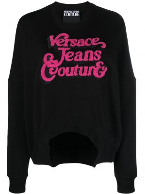 Памучен пуловер бродиран Versace Jeans Couture