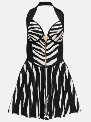 Rochie din jacard cu model zebră Balmain