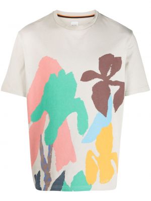 Koszulka bawełniana w abstrakcyjne wzory Paul Smith beżowa