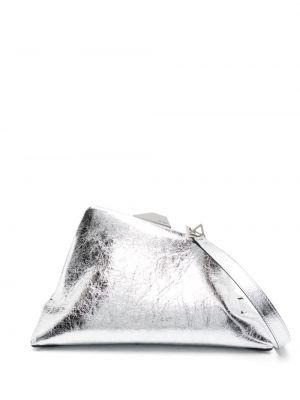 Usnjena pisemska torbica The Attico srebrna