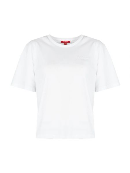 Casual t-shirt mit rundem ausschnitt Guess weiß