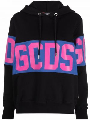 Pamučna hoodie s kapuljačom s printom Gcds crna