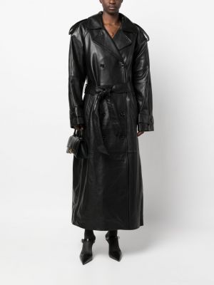 Kožený kabát Mainless černý
