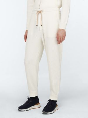 Kašmírové teplákové nohavice Brunello Cucinelli biela