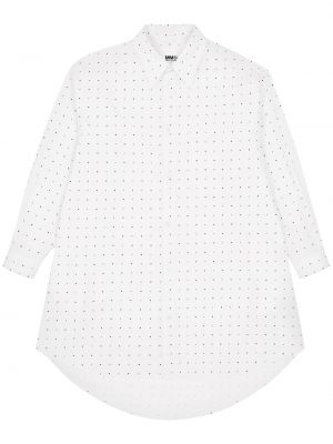 Bavlněné košilové šaty s potiskem Mm6 Maison Margiela bílé