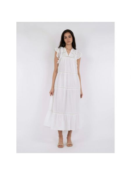 Sukienka midi z falbankami Neo Noir biała