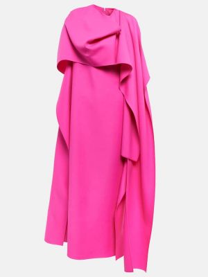 Hedvábné vlněné dlouhé šaty Valentino růžové