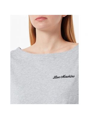 Camiseta de algodón con corazón Love Moschino gris