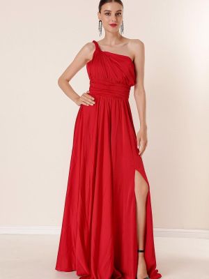 Plisované dlouhé šaty By Saygı červené