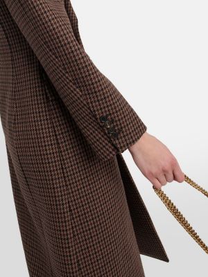 "houndstooth" rašto vilnonis paltas Balenciaga ruda