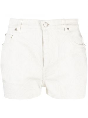 Kratke jeans hlače s potiskom s paisley potiskom Etro bela