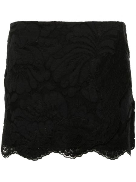 Mini suknja s cvjetnim printom s čipkom Nº21 crna