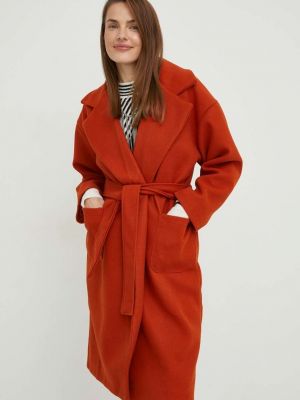 Answear Lab gyapjú kabát narancssárga, átmeneti, oversize