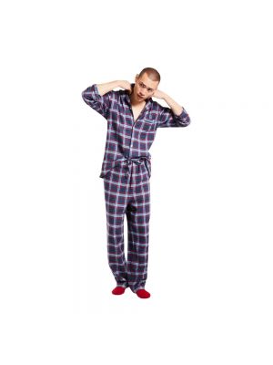 Pyjama à carreaux en flanelle Brooks Brothers bleu