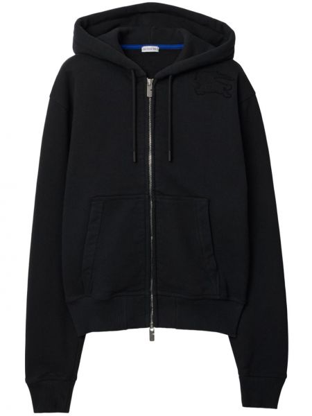 Pamučna hoodie s kapuljačom s patentnim zatvaračem Burberry crna