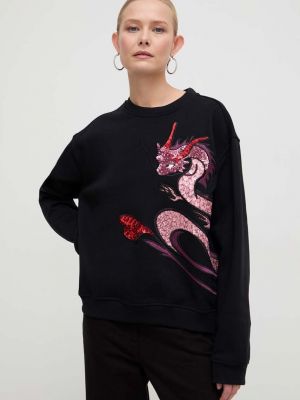 Чорний бавовняний светр з аплікацією Pinko