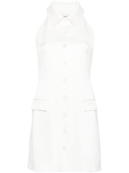 Αμάνικη σατέν φόρεμα σε στυλ πουκάμισο Claudie Pierlot λευκό