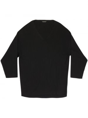 Oversized sveter s výstrihom do v Balenciaga čierna