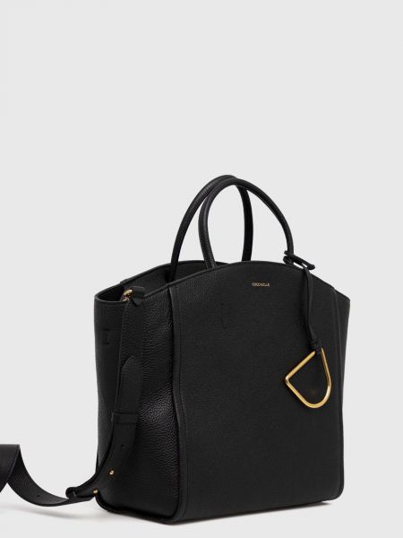 Шкіряна сумка шоппер Coccinelle, чорна