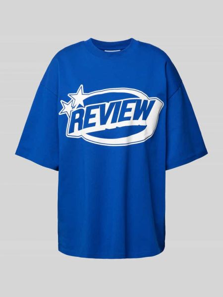 Koszulka z nadrukiem oversize Review niebieska