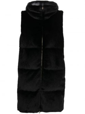 Prešívaná vesta s kožušinou Herno čierna
