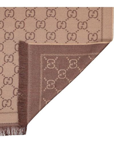 Bufanda de lana de tejido jacquard Gucci marrón