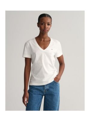 T-shirt basique à col v Gant blanc
