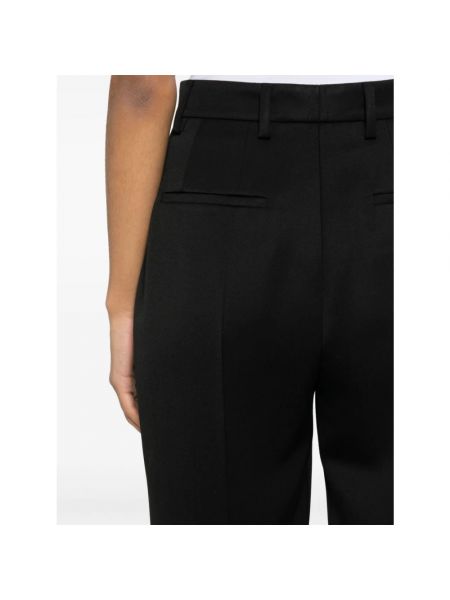Pantalones de cintura alta de lana Prada negro