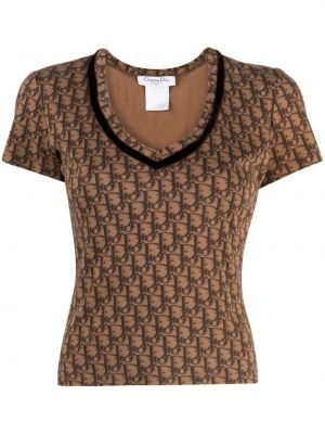 Medvilninis marškinėliai Christian Dior ruda