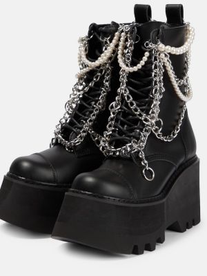 Kožené kotníkové boty na platformě Junya Watanabe černé