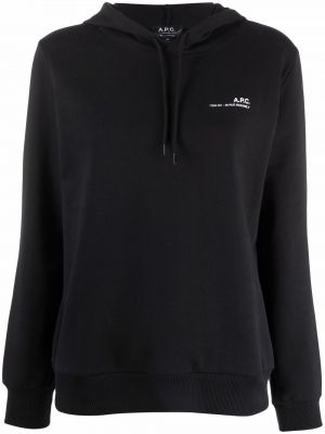 Kokvilnas kapučdžemperis ar apdruku A.p.c. melns