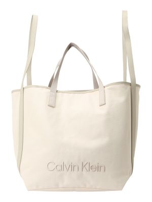 Τσάντα shopper Calvin Klein μπεζ