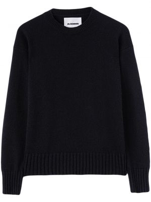 Kašmírový svetr s kulatým výstřihem Jil Sander černý