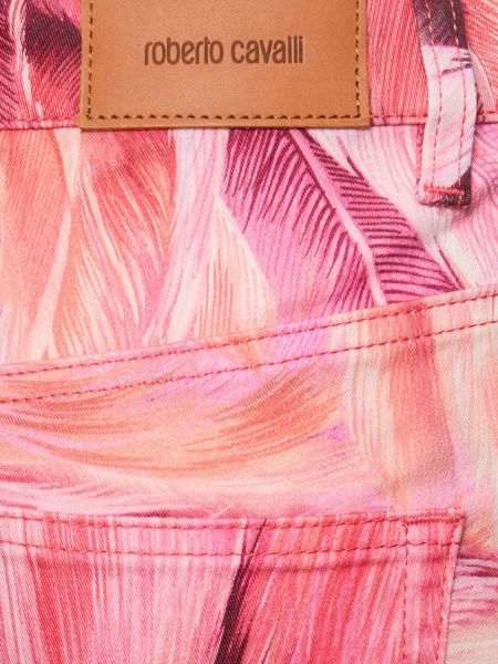 Pantalon droit en coton à imprimé Roberto Cavalli rose