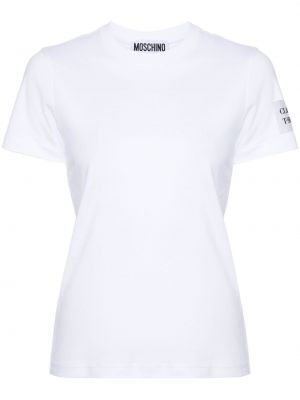 Medvilninis siuvinėtas marškinėliai Moschino balta