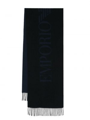 Echarpe en laine à imprimé Emporio Armani bleu